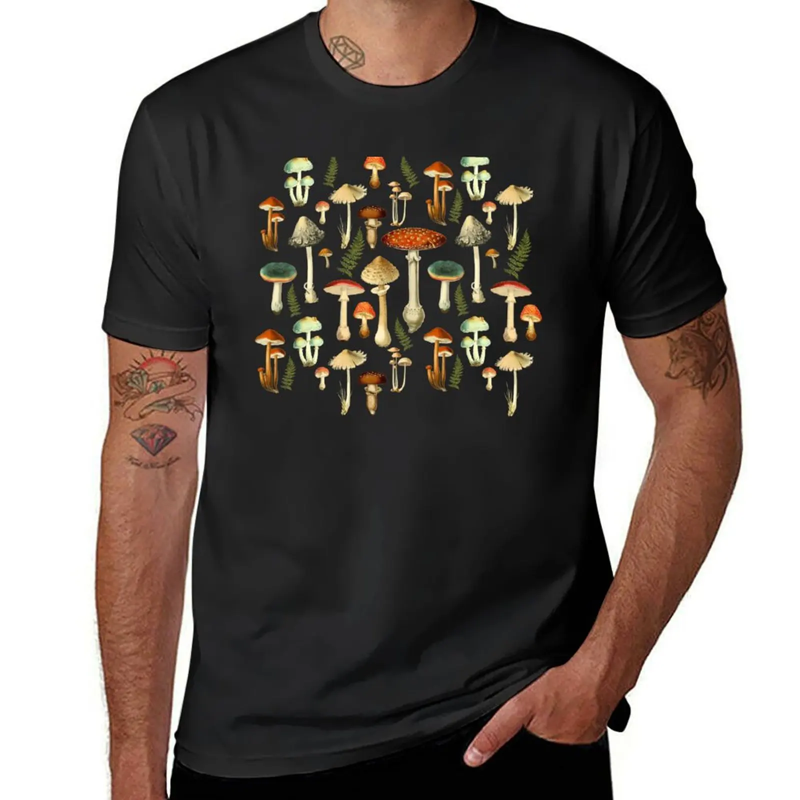 Toadstools T-Shirt hippie clothes Blouse blacks Men's cotton t-shirt