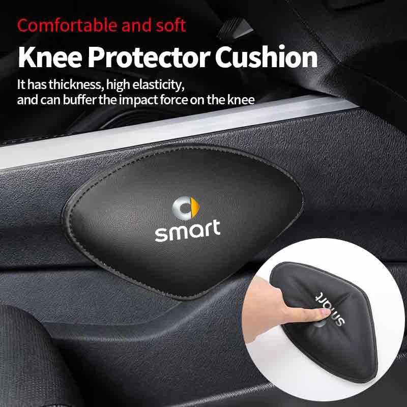 Car Seat Knee Pad Leather Elbow Rest Mat Leg Cushion Interior For Smart Fortwo 451 450 453 Forfour EQ Cabrio Crossblade ROADS