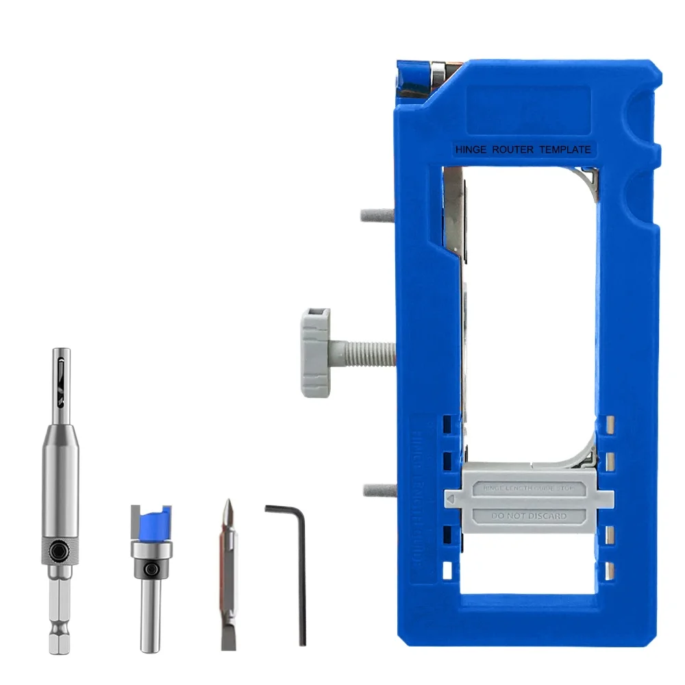 Adjustable Door Hinge Mortising Jig, Woodworking Router Template Clamp for Hinge Grooving