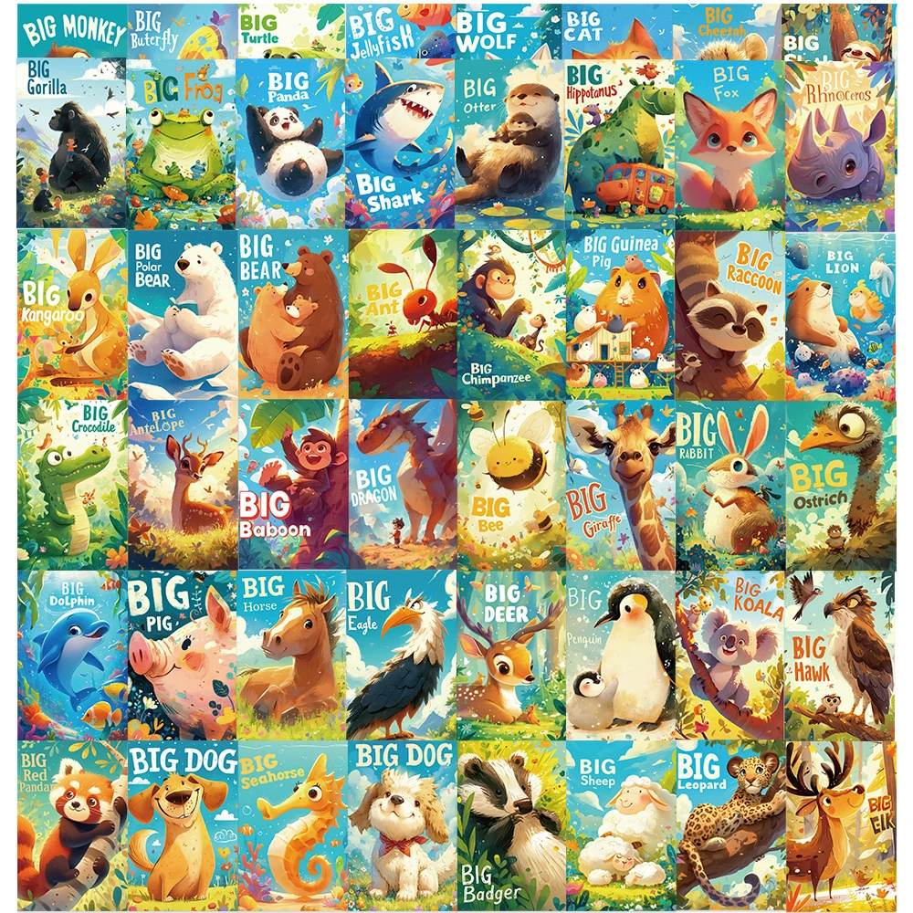 10/30/50PCS Children's Book Animal Cover Stickers for Kids Decoration Decals DIY Scrapbooking Laptop Cute Cartoon Sticker Toys