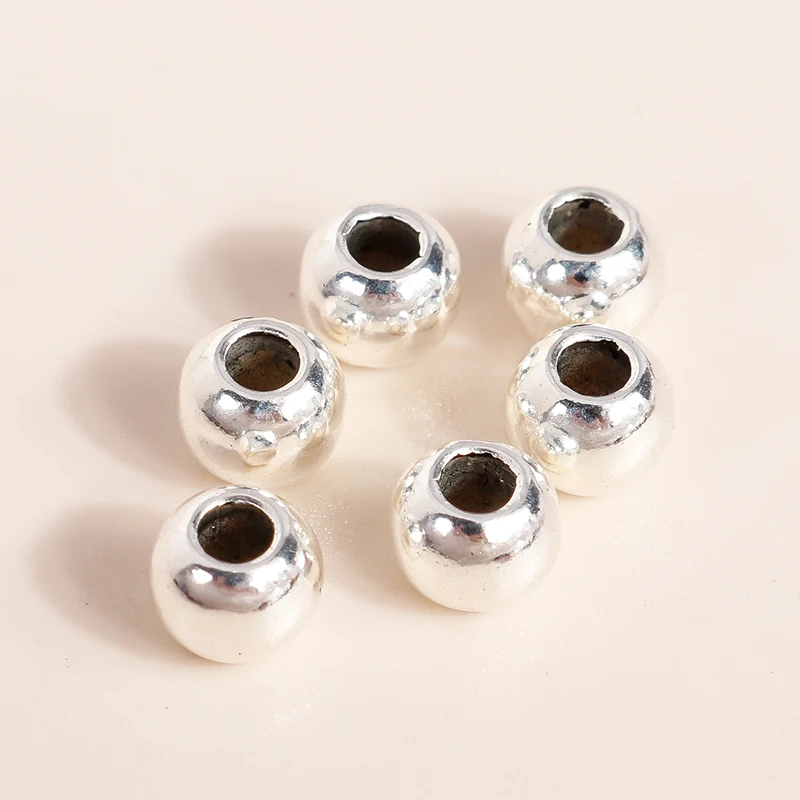Leslie, 50 Stück, 5 mm, silberfarbene, kleine, runde CCB-Abstandshalter-Perlen zum Basteln von Schmuck, für DIY-Armbänder und Halsketten. – Detail 3