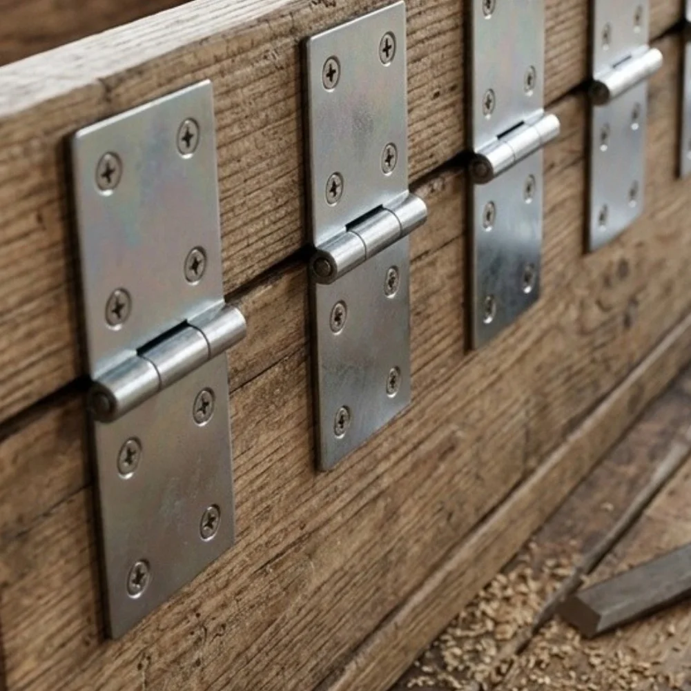 Zinc-Plated Iron Flat Strap Hinges 10-Pack for Workshop Outdoor Use For Heavy-Duty Stability Multi-Hole Mounting Pattern