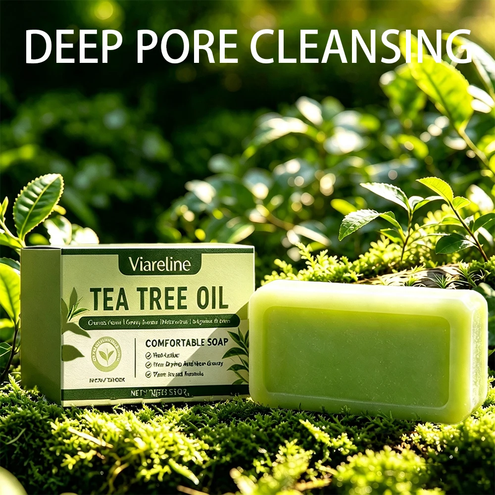 Natural Tea Tree Oil Soap Bar 100g Purifying Cleanser For Oily Dry Skin Daily Refreshing Face Body Wash