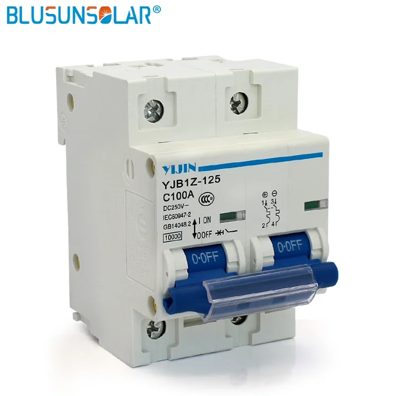 BLUSUNSOLAR Air Switch Power 2P 100A DC 440V Circuit Breaker YJB1Z-125 for Solar PV System