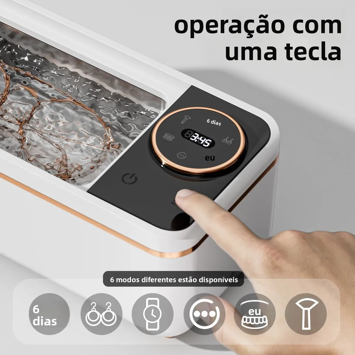 Máquina de limpeza ultrassônica 55khz, tecnologia de ondas sonoras, aparelho de limpeza profunda para óculos, dentaduras, joias, pincéis de maquiagem