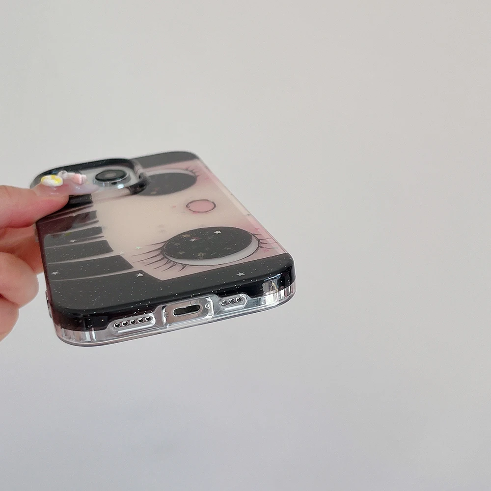 Cartoon Anime Glänzende Augen Niedliche Handyhülle für iPhone 17 16 15 14 13 18 Pro Max Mädchen Glitzernde Große Augen Rückseiten-Handyhülle Capa – Detail 4