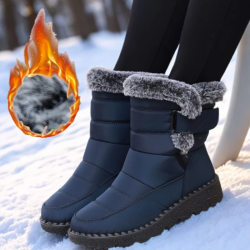 

Winter Men Fur Lined Warm Boots Thick Cushion Anti Slip Snow Boots Outdoor Cold Weather Durable Sole Daily Walking cosy Footwear