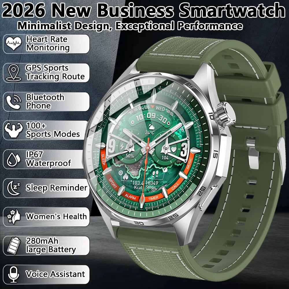 

2026 Новые часы 6pro Мужские деловые умные часы IP67 Водонепроницаемые 1,53 дюйма AMOLED-экран Обнаружение здоровья HD BT Call Мужские умные часы