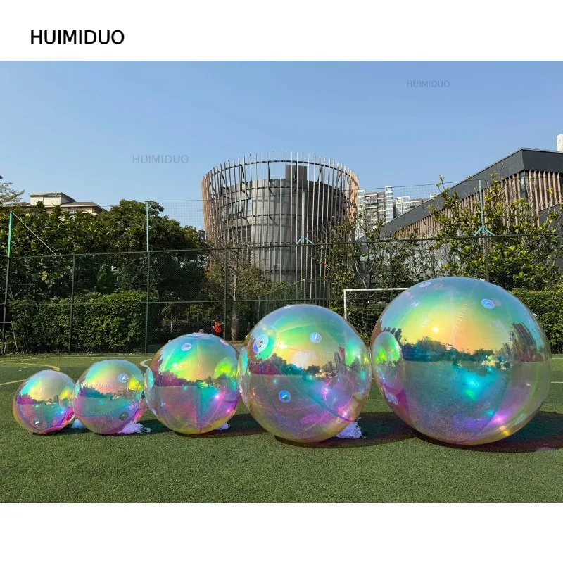 Inflatable Mirror Ball Ceiling Hanging Silver Disco Sphere Air-sealed Reflective Balloon for Nightclub Stage Party Decoration