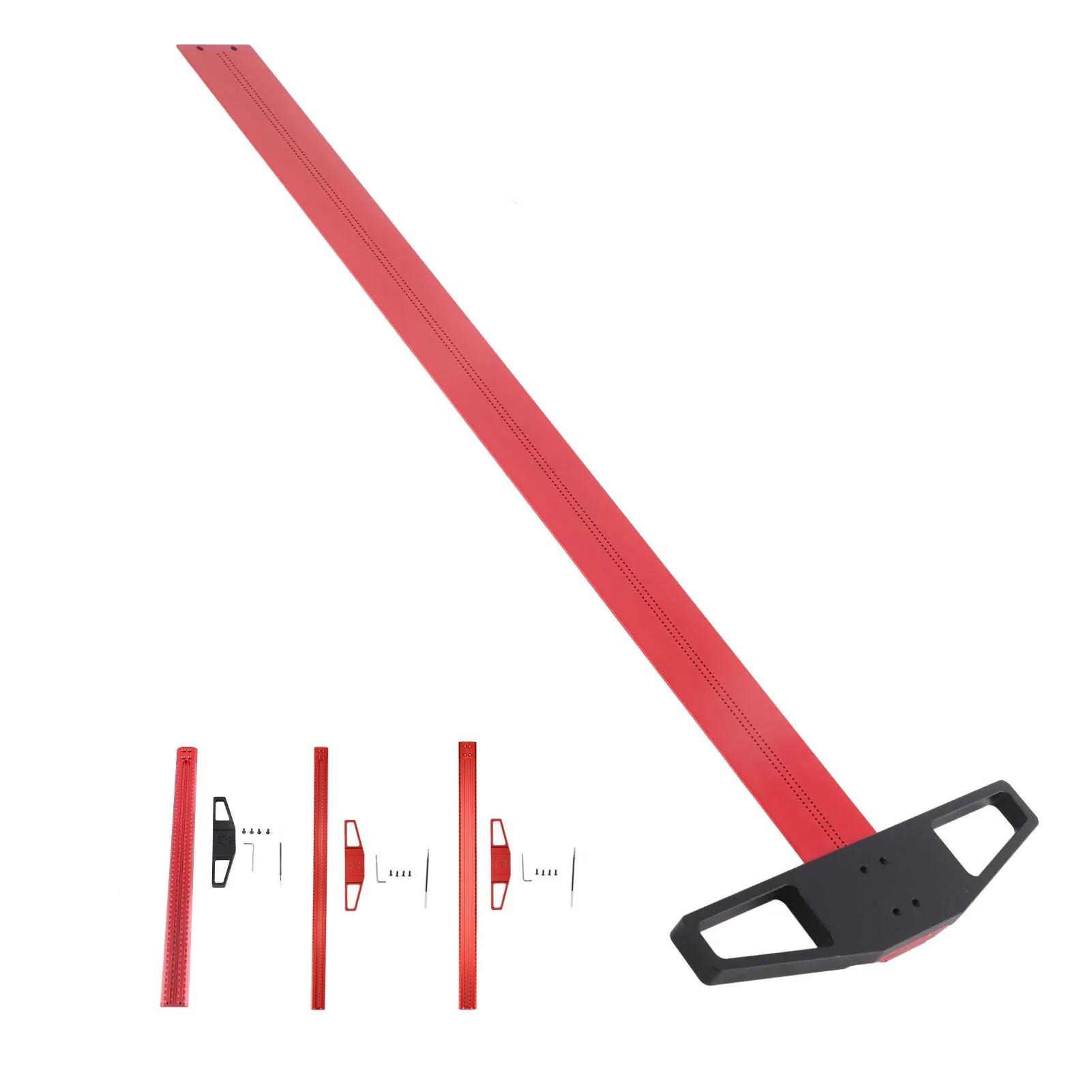 T500/600/760 Shaped Ruler, T Type Woodworking Ruler Hole Positioning Scribing Gauge Aluminum Alloy Measuring Tool for Carpenter