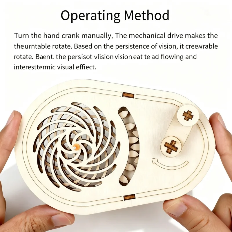 3D Visual Illusion Wooden Gear Science Experiment Kit, DIY Assembly Decompression Educational Puzzle Toy for Kids decorative toy
