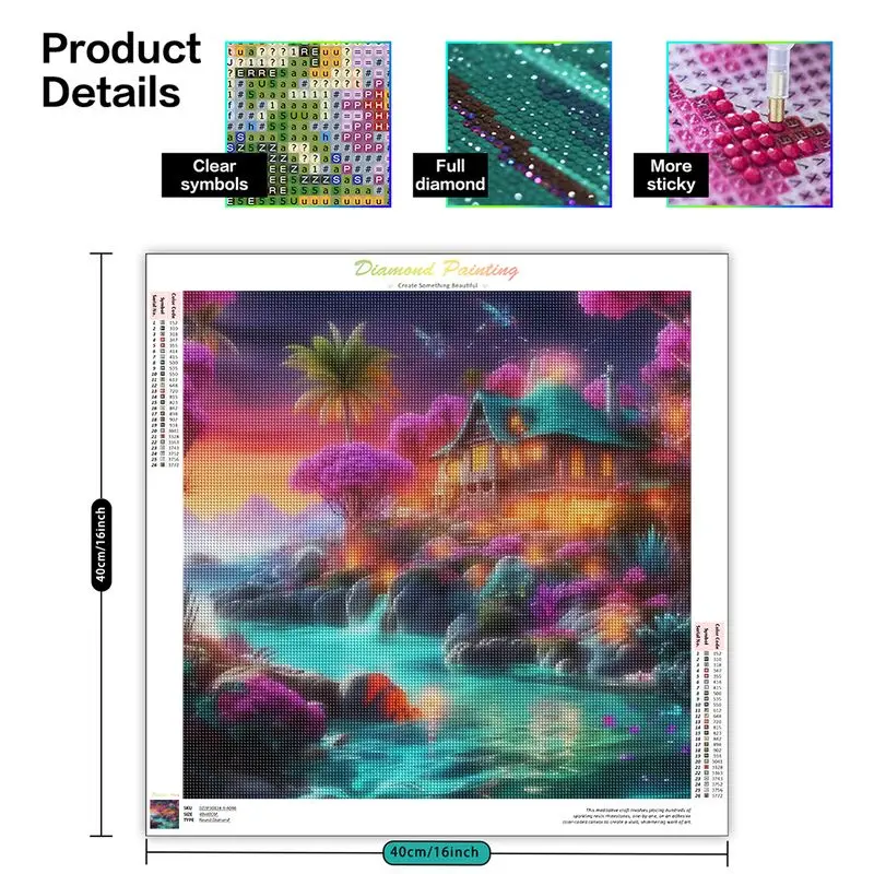 GATYZTORY DIY Diamond Painting Landscapes House New Arrivals 2024 Diamond Mosaic Tree Rhinestones Pictures