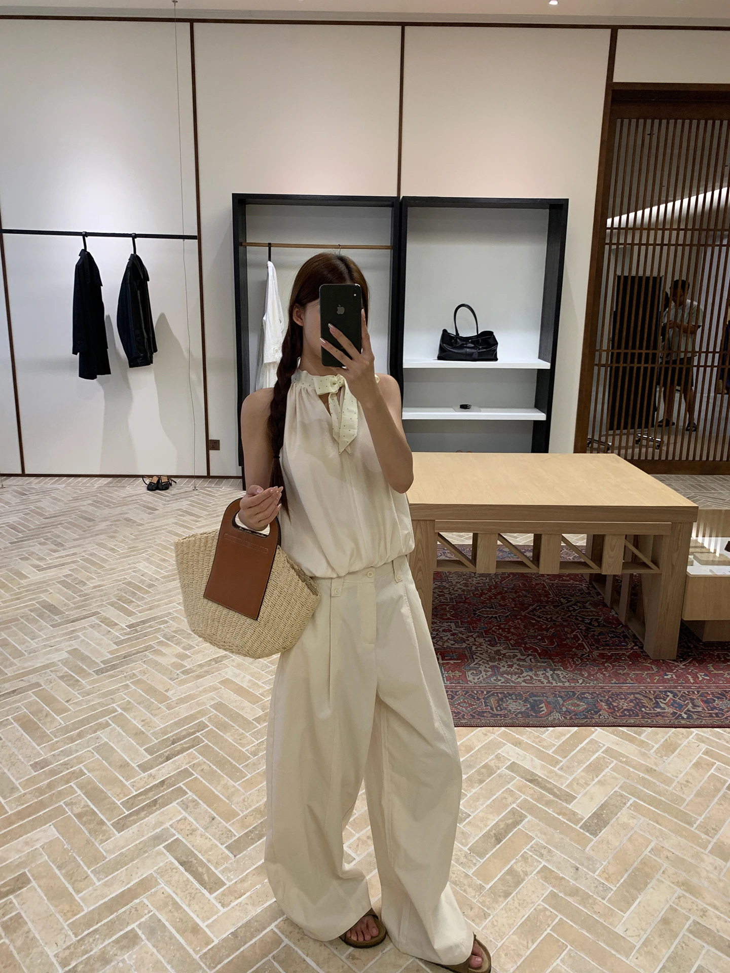 Abito a vita bassa Pantaloni a gamba larga Pantaloni casual estivi larghi da donna Commute Sle Taglio dritto Miscela di cotone G Sli