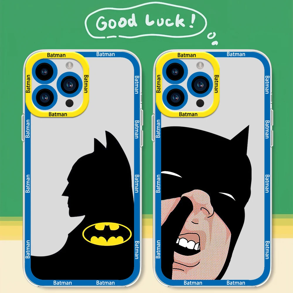 BEAST KINGDOM B-Batman Phone Case for iPhone 12 11 13 14 15 16 Max Pro Plus Transparent Bezel Cover