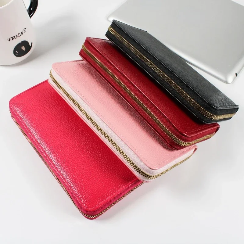 

Women's Pu Leather Long Slim Luxury Wallet Women Many Departments Wallets Unisex Card Holder Purse Female Purses Long Clutch Bag