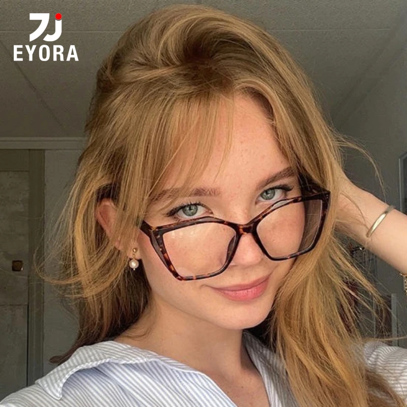 

EYORA TR90-Acetate Square Currents Reading Glasses Anti Blue Light Myopia and Hyperopia Photochromic Prescription Eyewear Lens