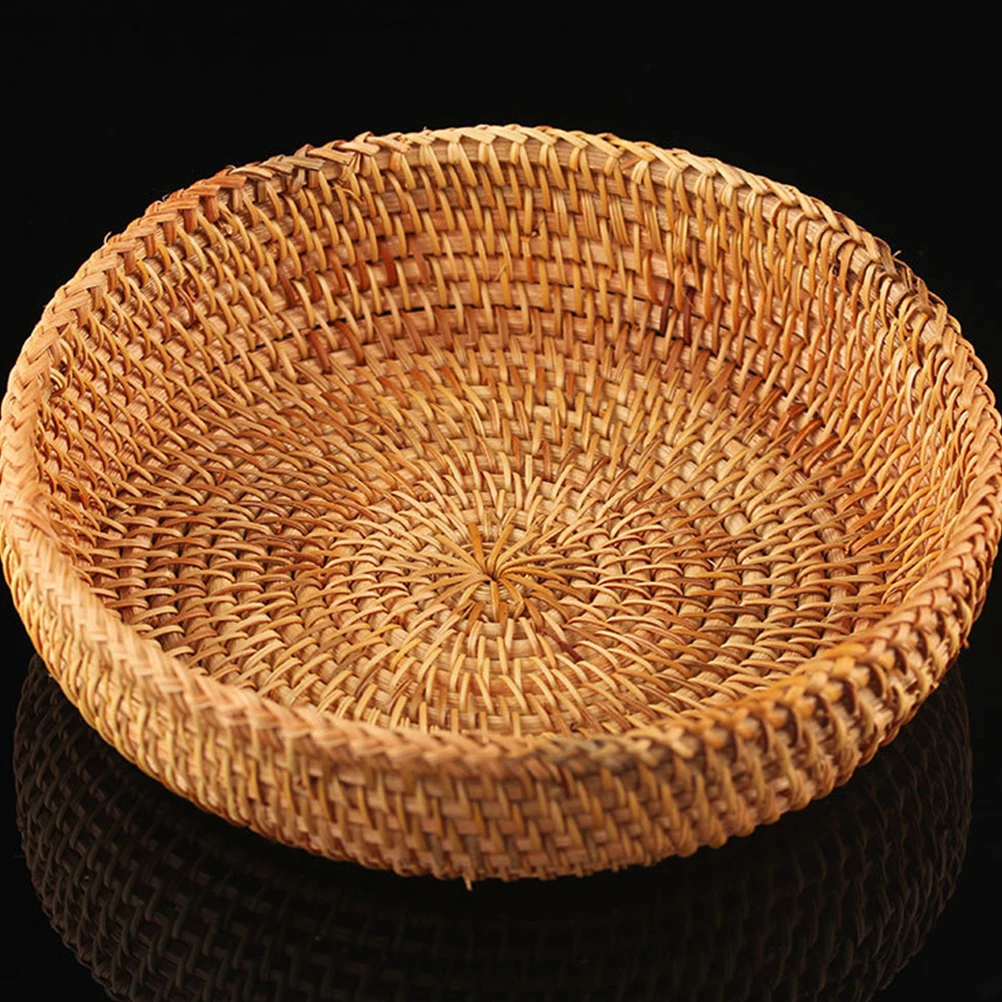 

Fruit Basket Snack Container Imitated Rattan woven Elegant Color Fine Texture Retro Style Storage Solution for Kitchen Utensils