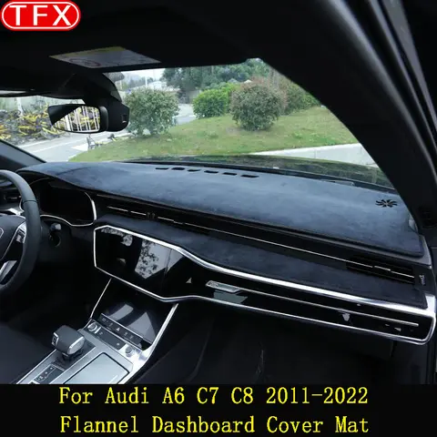 아우디 A6 C7 C8 2011-2022 자동차 스타일링 대시 보드 매트 대시 패드 카펫 Anti-Uv Anti-Slip 보호 커버 인테리어 액세서리