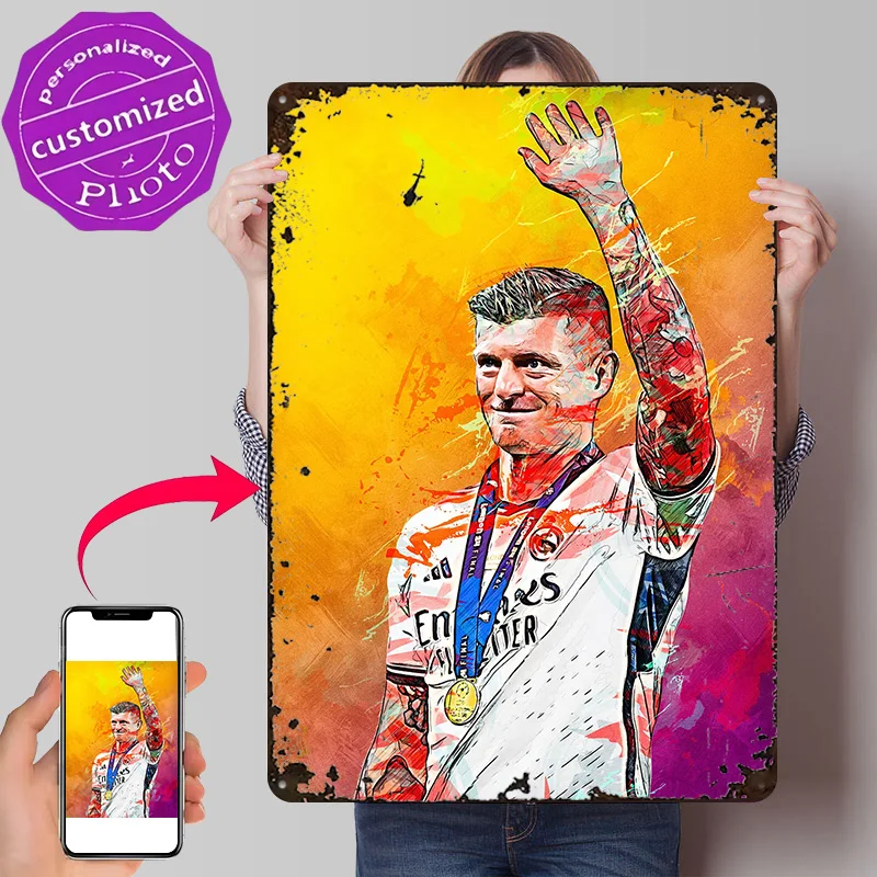 Toni Kroos 3D Texture Printed Poster Custom Vintage Metal Tin Plate Sign for Wall Art Funny Signs Room Decor Office Decoration