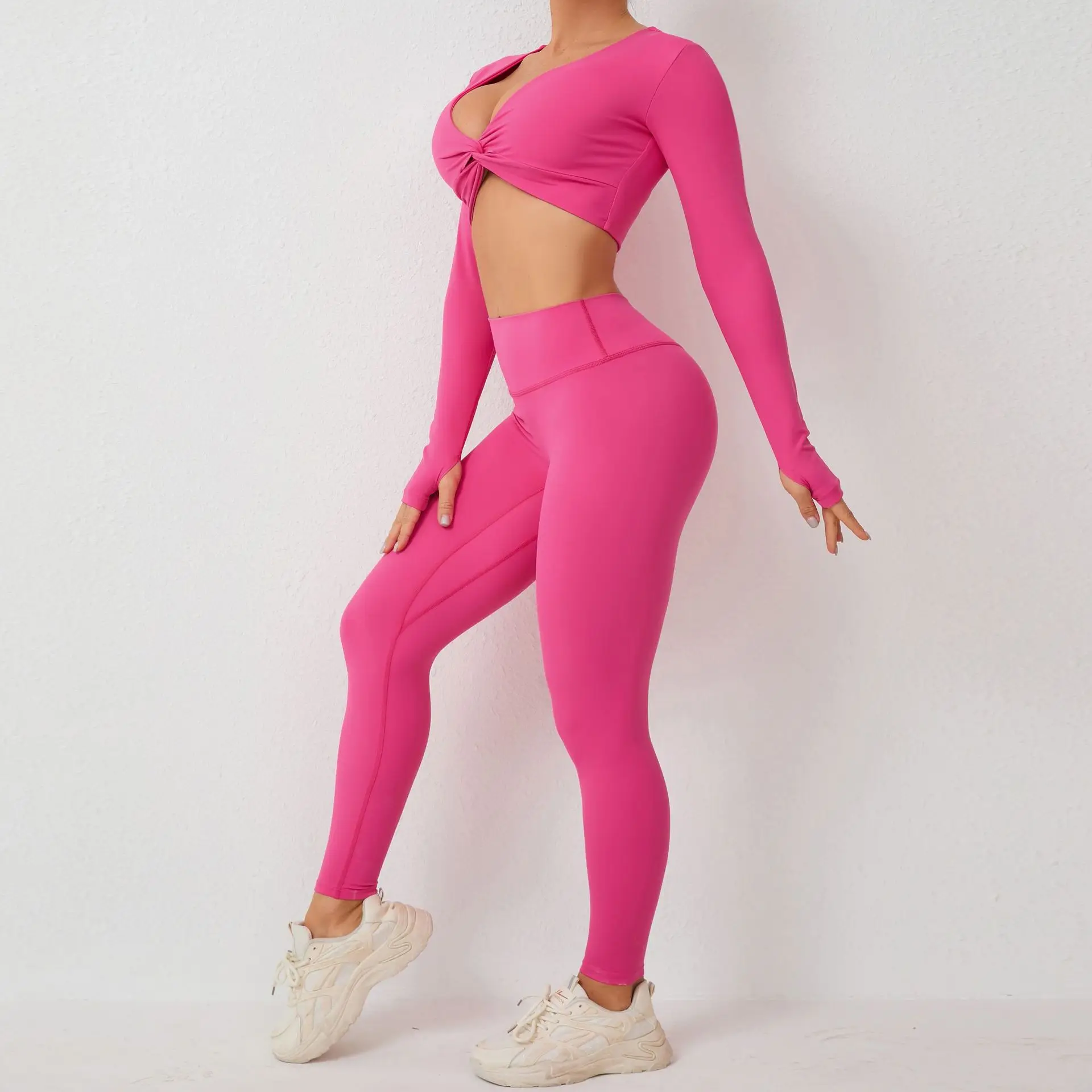 2Pcs Set Women's New Spring Autumn Leisure Tight Sports Fitness Dance Performance Yoga Suit