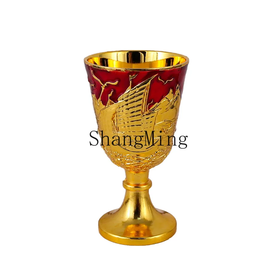 

PYH goblet retro water supply cup holy water cup household one cup small wine glass wine cabinet metal ornament gift