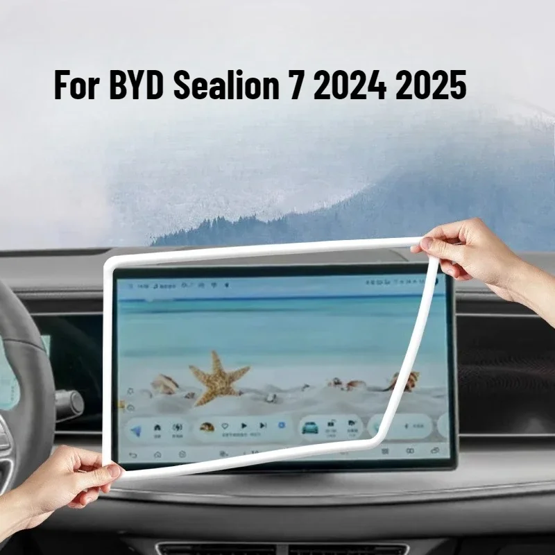 Für BYD Sealion 7 2024 2025 Silikon-Schutzrahmen Randzusatzschutz für zentrales Steuerungsdisplay Navigations-GPS-Bildschirmschutz Zubehör – Detail 1