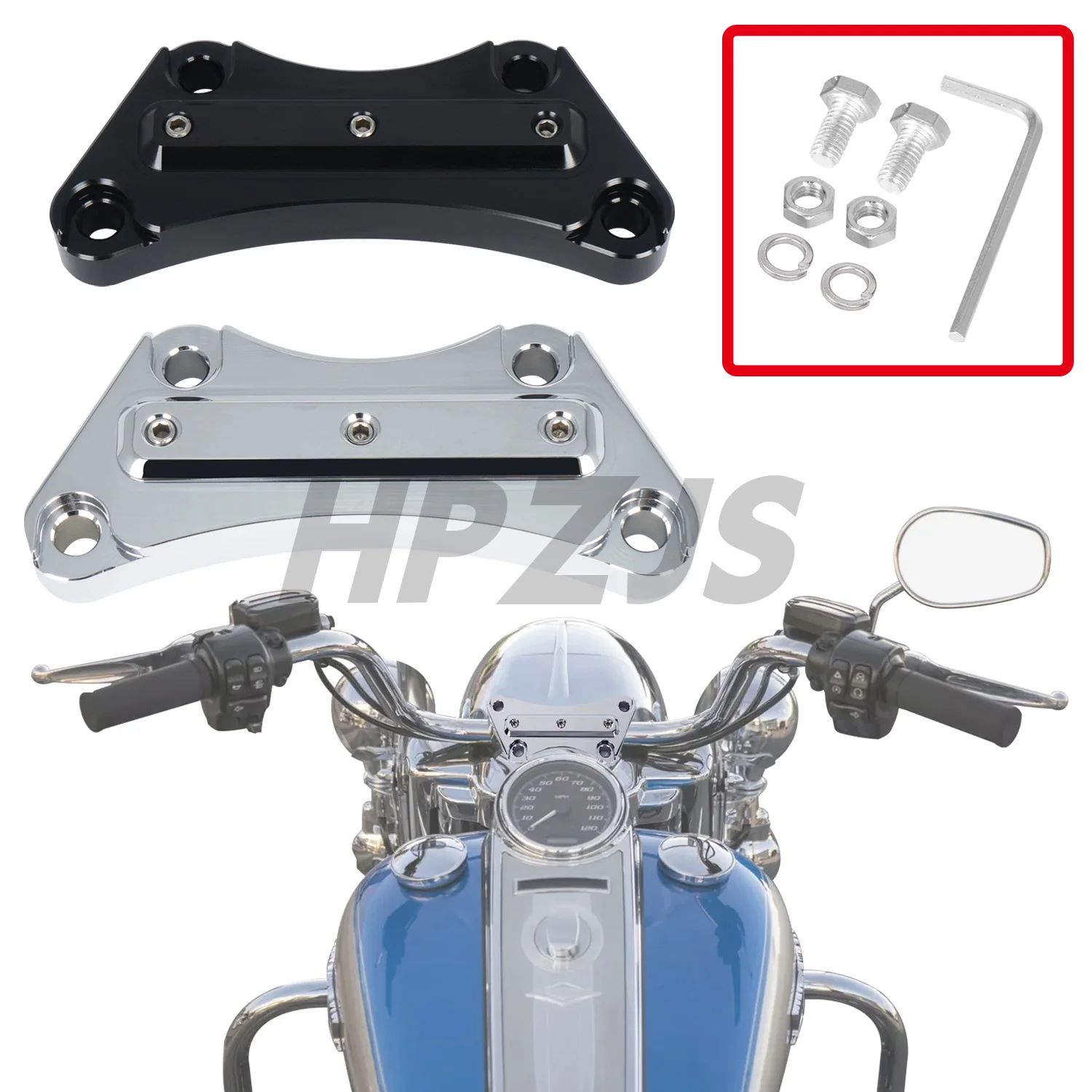 

Black/Chrome 1" Handlebar Riser Top Clamp For Harley Motorcycle Electra Road Street Glide Special Ultra Limited Low FLHTKL 97-19