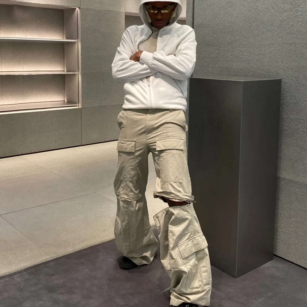 

NIGO Мужские Женские всесезонные однотонные хлопковые на молнии свободные расклешенные повседневные рабочие брюки Ngvp # nigo7247