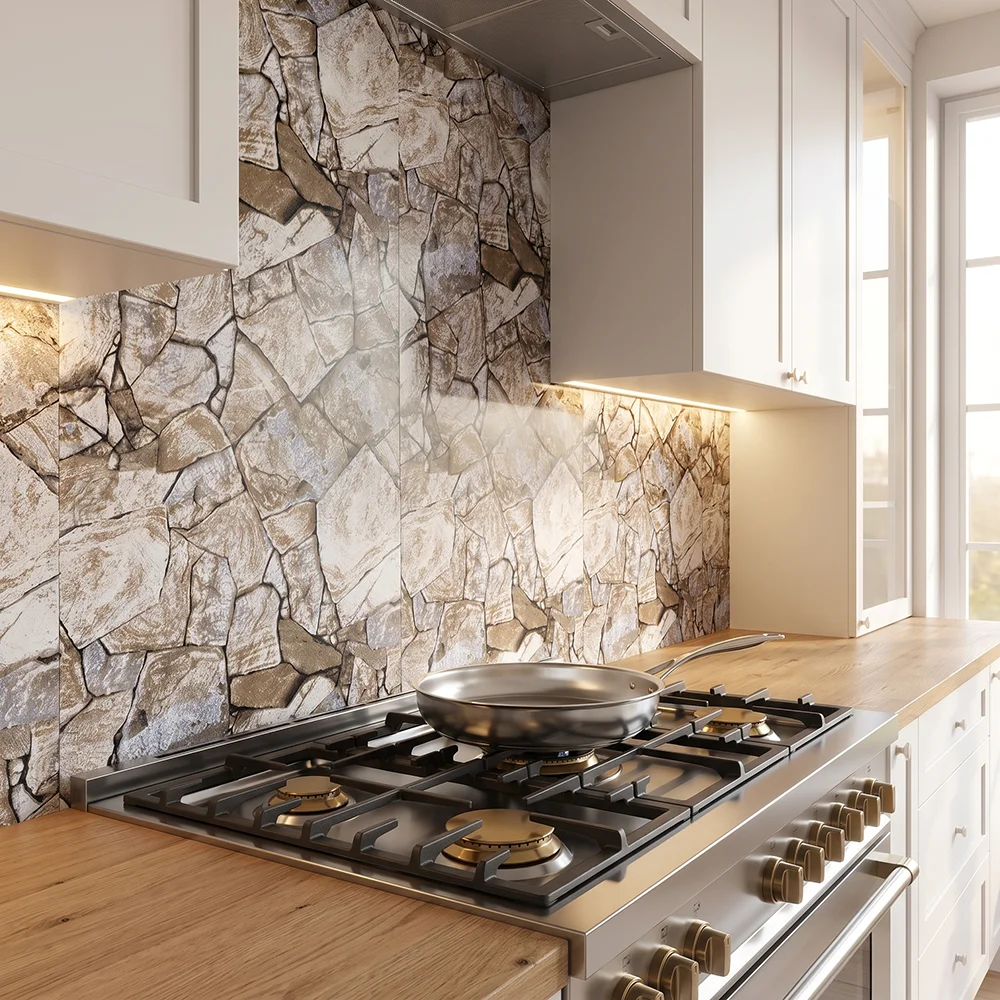 Rustic Cobblestone Stone Peel & Stick Contact Paper Self Adhesive Wallpaper for Kitchen Entryway Cabinet Decor