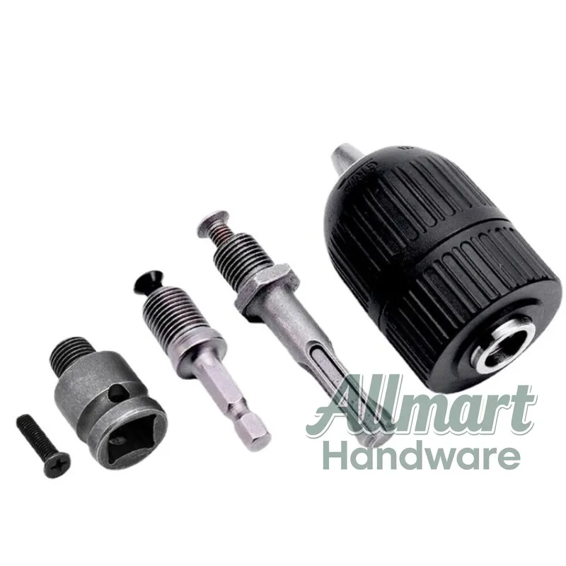 2-13MM Hand-Tight Drill Chuck Electric Drill Chuck + 3Pcs Adapter Rods Multi-Function Drill Conversion Accessories