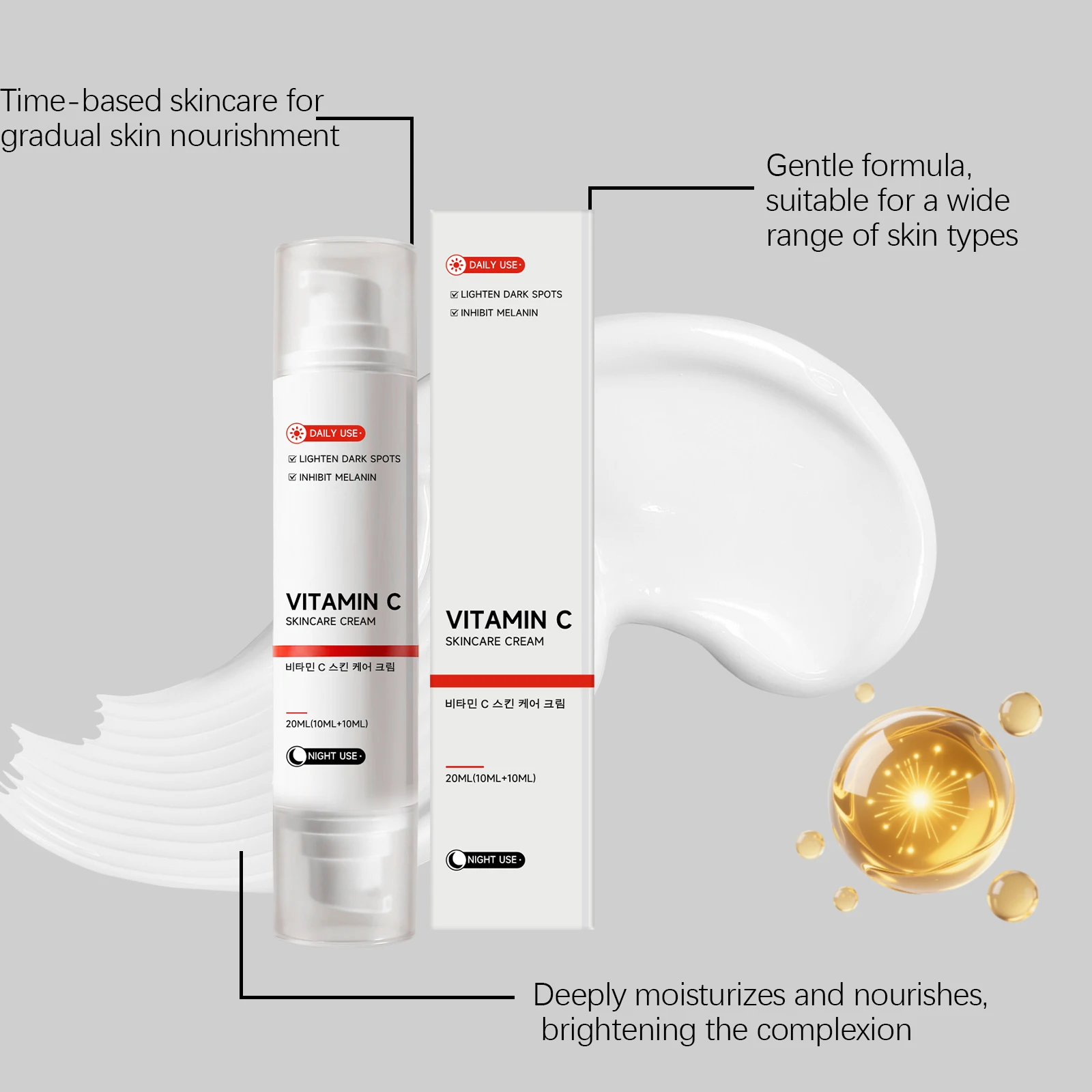 Brightening Cream Dual-Ended Day Night Creams Improve Uneven Skin Tone Firming Lightweight Face Ampoule Cream With Niacinamide