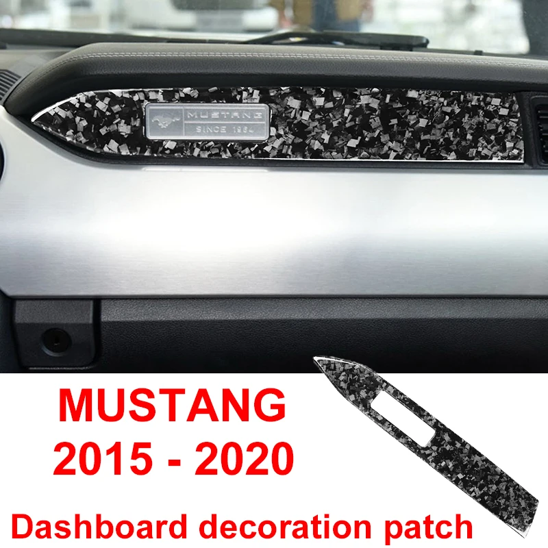 

For Ford Mustang 2015 - 2020 Carbon Fiber Co-pilot Dashboard Decoration Strips Car Stickers Forged Pattern Interior Accessory