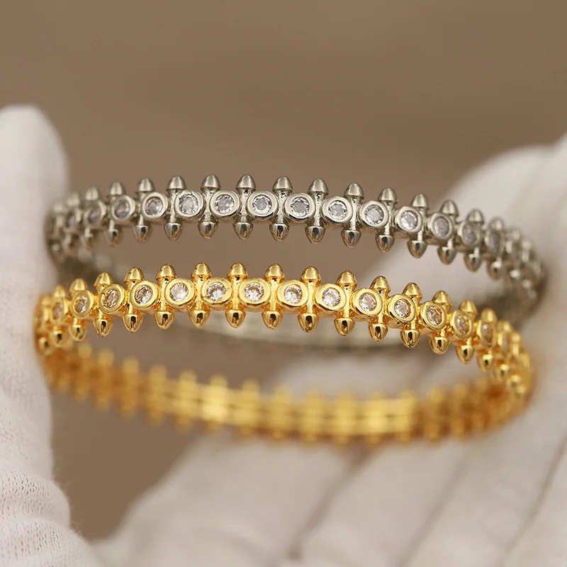 New Sight DesignCrystal Geometric Bangles&bracelets for Women Fashion Brand Jewelry Zirconia Bangles Accessories