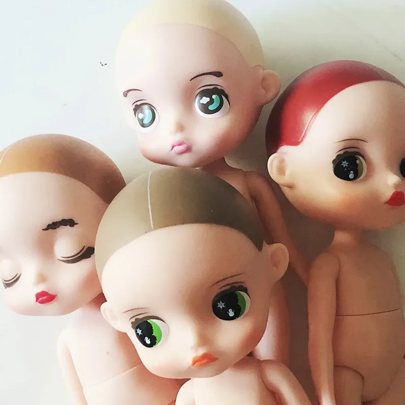 23cm Height Cute Rubber Doll with Makeup No Hair 1/7 Bjd Dress Up Toys for Children Play House Diy Accessories