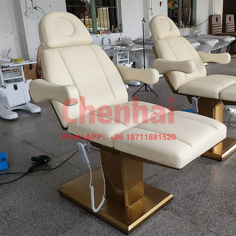 

Customized Luxury 3/4 Motors Electric Massage Bed Gold Base Spa Salon Facial Treatment Cosmetic Lash Bed Electric Lifting Beauty