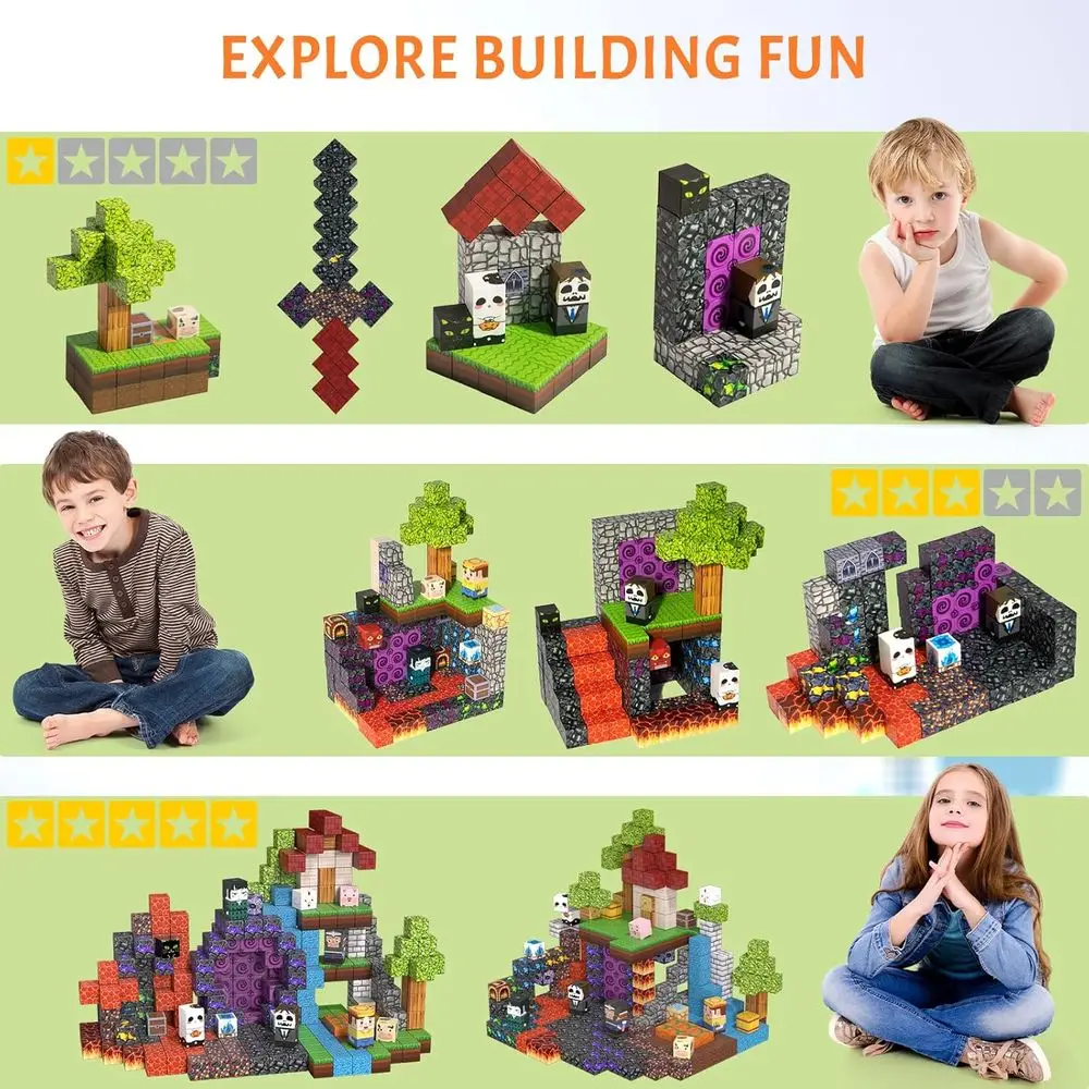 Magnetic Building Cubes Set of 300 for Kids - STEM Toys for Ages 3-12, Montessori Sensory Gift