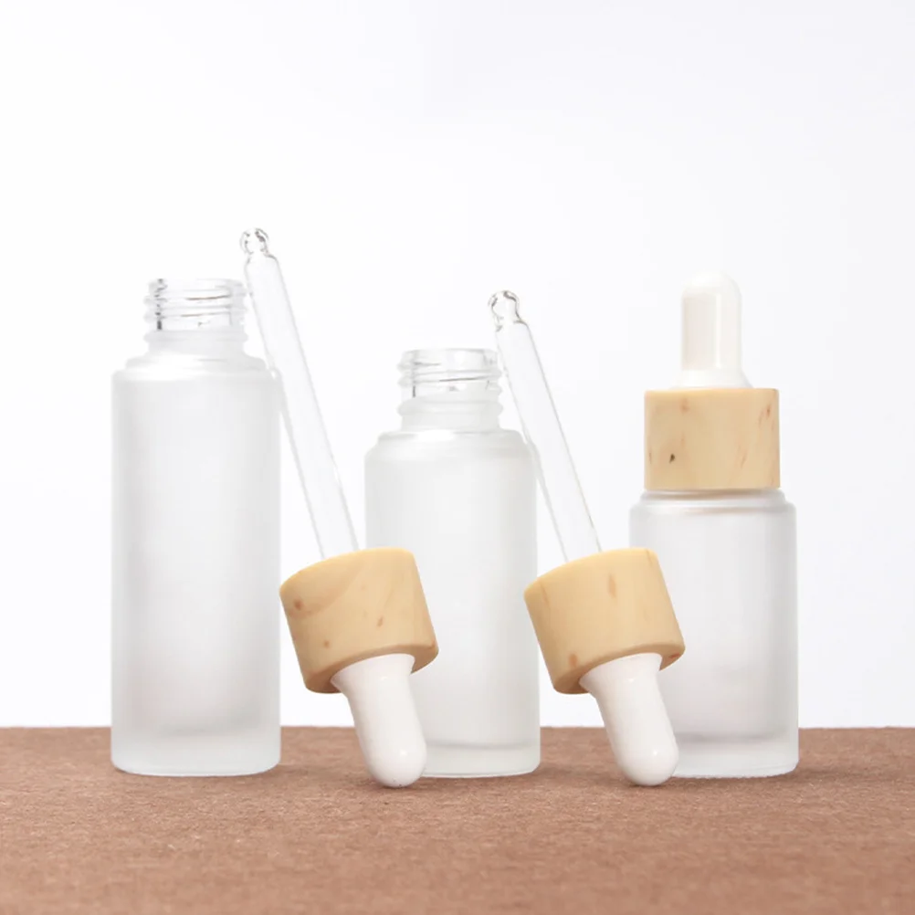 

3Pcs Dropper Essential Oil Bottles Refillable Transparent Frosted Glass Subpackaging Bottle Travel Accessories for Lotion