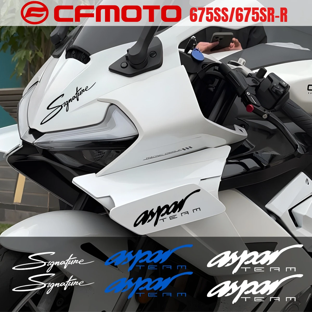 

Для CFMOTO 675SR наклейки Aero WingsAspar фирменный дизайн боковые обтекатели наклейки панель топливного бака CFMOTO 675SS 675SR-R
