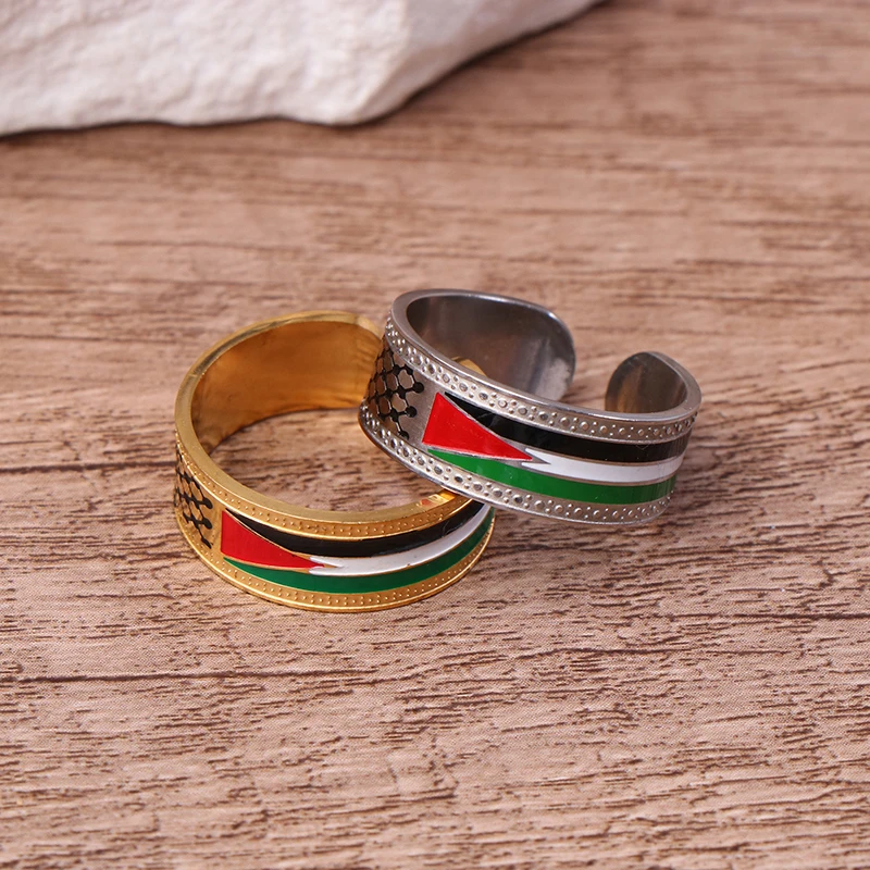 Uniquely Designed Palestinian Scarf Kufiya Open Ring; Arab National Style Gift for Fashionable Men and Women.