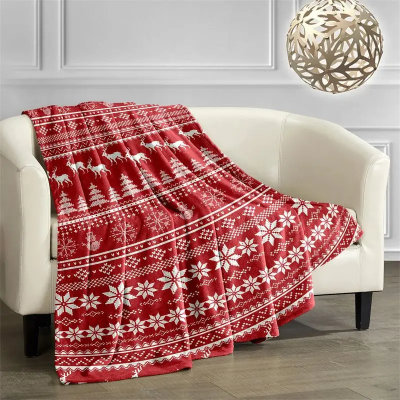 VIKAMA Christmas Blanket Pine Tree Black Bear Snowflake Kids Throw for Sofa Living Room Bedroom Cozy Warm Winter Holiday Gift