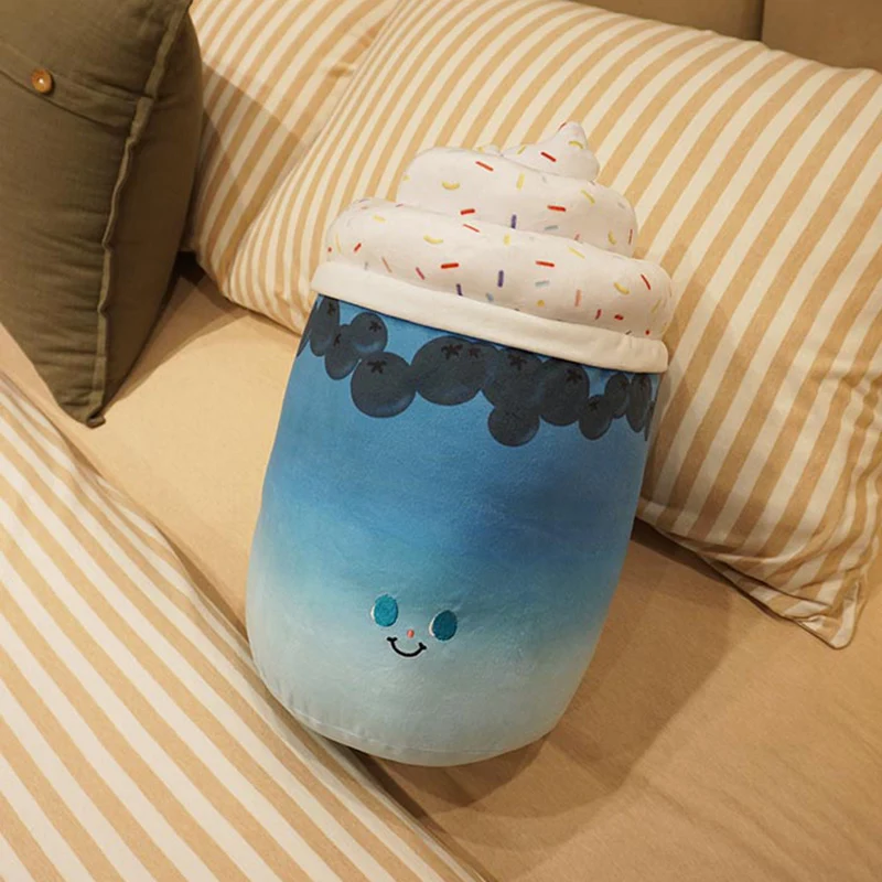 38cm Ijs Bubble Tea Pluche Kussen Gevuld Koffie Aardbei Bosbes Appelsap Parels Melk Thee Kussen Decoratie Cadeau