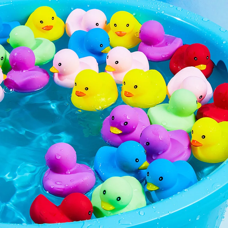 50/100pcs 5cm Floating Rubber Ducks Baby Bath Toys Swimming Pool Cute Little Squeaky Bathing Ducks Water Toys for Kids