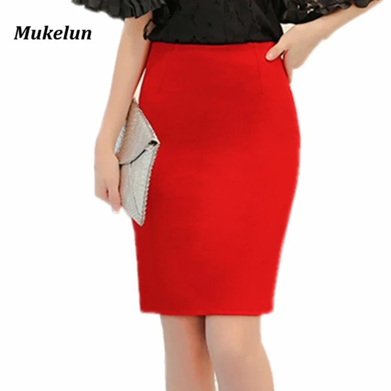 Fashion Summer 2024 Women Skirt Black Oversized High Waist Work Slim Pencil Skirt Red Open Fork Sexy Office Lady Skirts Female