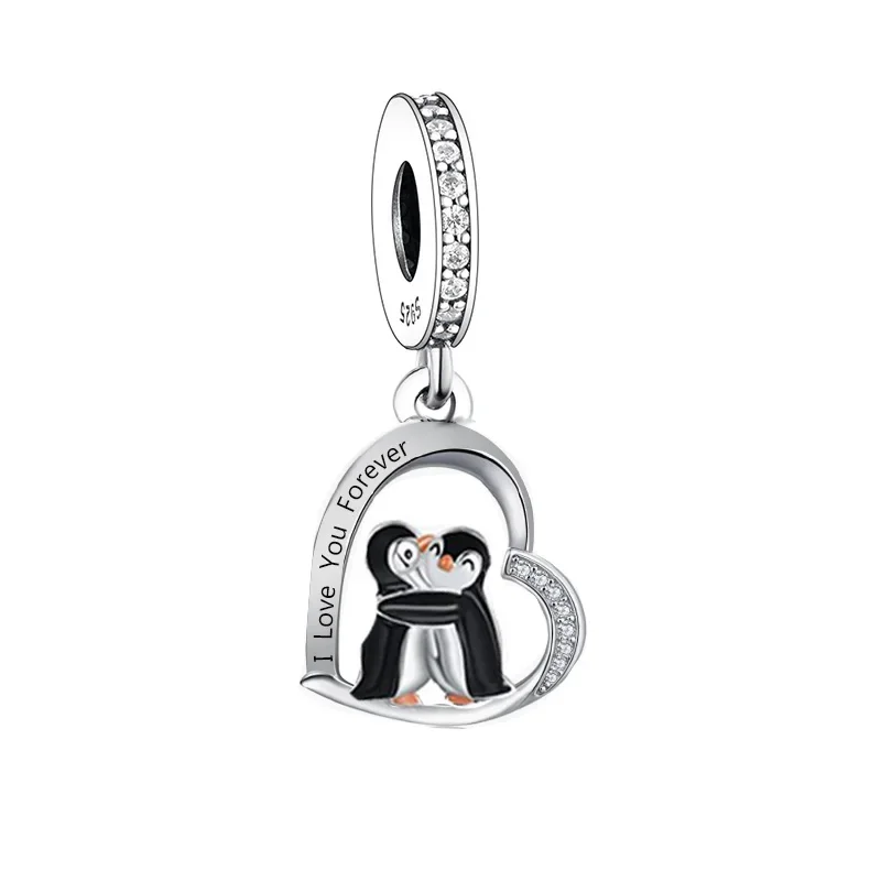 Fit Original Pan Charm Bracelet  925 Silver Couple Penguin I Love You Forever Bead For Making Girlfriend Berloque 2024 New