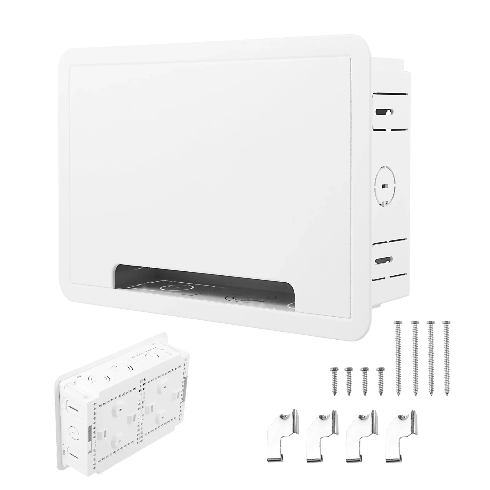 In Wall TV Media Buried Wire Box 9inch Recessed Media Box Cable Management Kit Organize Streaming Device Wall Easy Installation