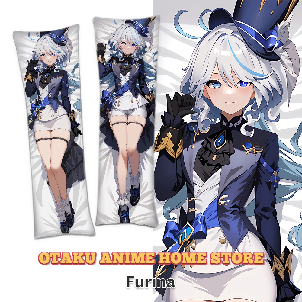 Genshin Impact Furina Dakimakura poszewka na poduszkę z nadrukiem 3D dwustronnie zagłówkowe poszewki Otaku poszewki na poduszki