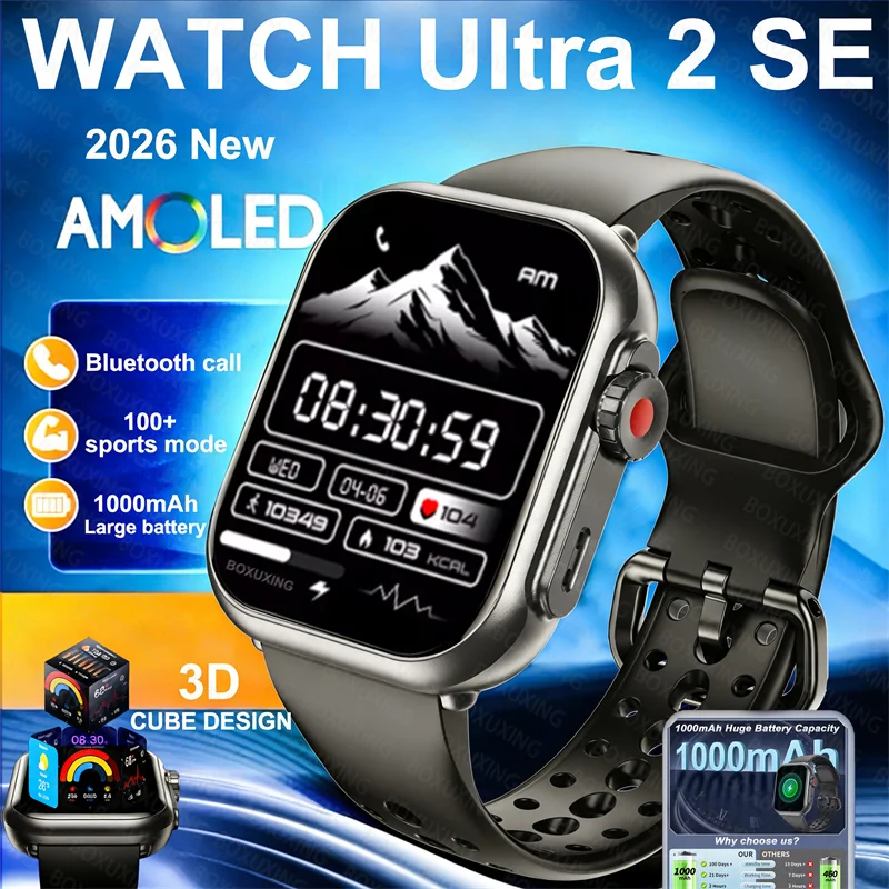 

2026 New Fashion Sports Smart Watch Men Women 1.85-Inch HD AMOLED Full Touch Screen IP68 Waterproof Bluetooth Call SmartWatches