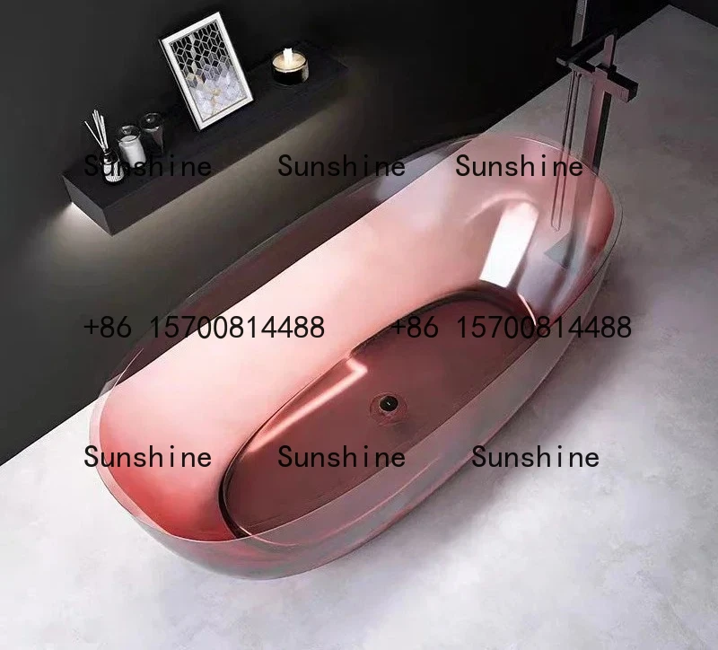Egg-shaped transparent bathtub rose red