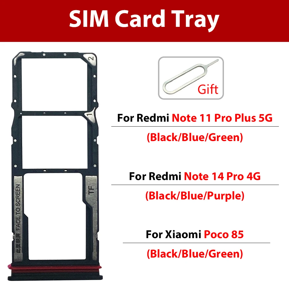 Sim Tray Holder SIM Card Tray Slot Holder Adapter Socket Repair Parts For Redmi Note 11 Pro Plus 5G Note 14 Pro 4G Poco 85