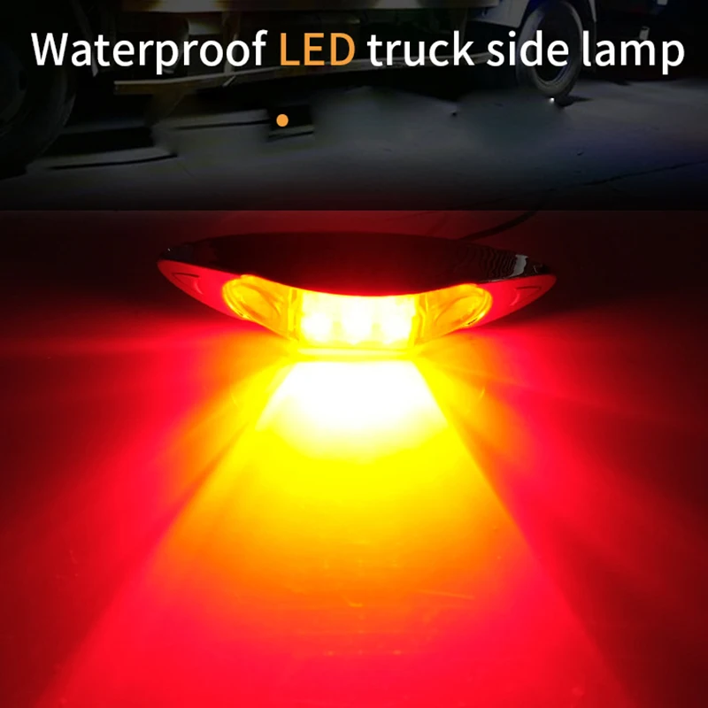 10x 12V 24V 3LED Camion Side Marker Warning Light Oval Clearance Signal Trailer Truck Lamp for Mantruck for Volvo for man tgx images - 6